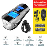 Waterproof Bicycle Light USB Charging w/ Horn Speed Meter